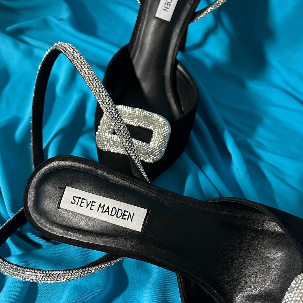 Steve Madden Black Heels with Silver Buckle - Picture 9 of 13